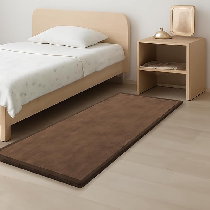 1.3" Thick Baby Play Mat for Floor, 28x72 Foam Tummy Time Mat, Padded Support Soft Plush Bedside Rugs for Infant Kids Toddler Crawling Kick Activity (Chocolate Brow)