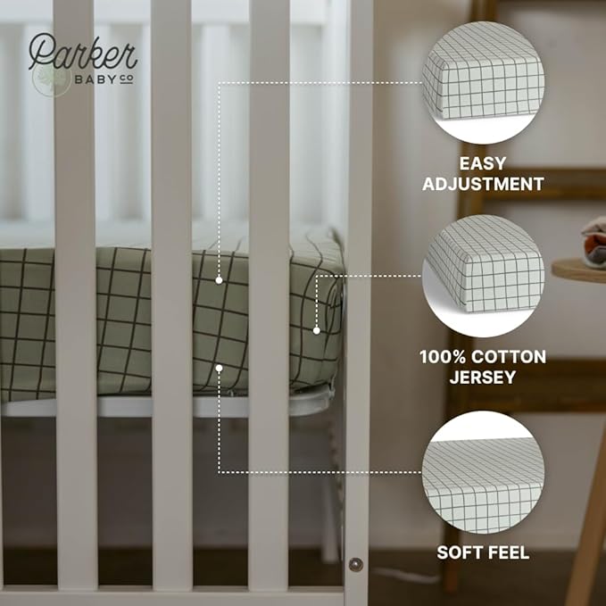 Parker Baby Soft & Durable Fitted Baby Crib Sheets | Snug Fit for Standard Crib Mattresses | Machine Washable, Fade-Resistant & Modern Nursery Designs