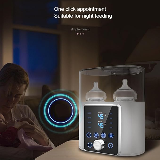 Asixxsix Baby Bottle Warmer, 2 in 1 Deep Cleansing Baby Milk Warmer, Dual Baby Bottle Warmer with Accurate Temperature Control, Heat Baby Food Jars, Constant Temperature