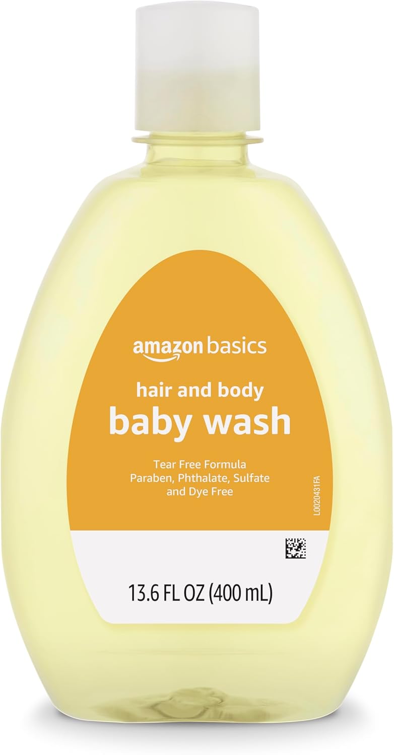 Amazon Basics Tear-Free Baby Hair and Body Wash, Lightly scented, 13.60 Fl Oz (Pack of 4)