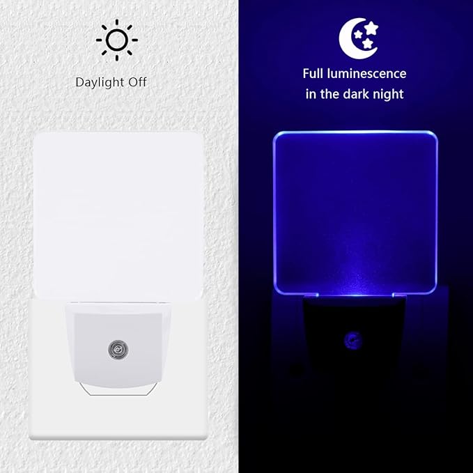 KINUR Blue Night Light,2 Pack LED Night Lights Plug into Wall with Dusk to Dawn sensors, Plug in Night Lights for Kids Room, Bedroom, Bathroom, Baby Nursery,Stair Lights, Hallway Light