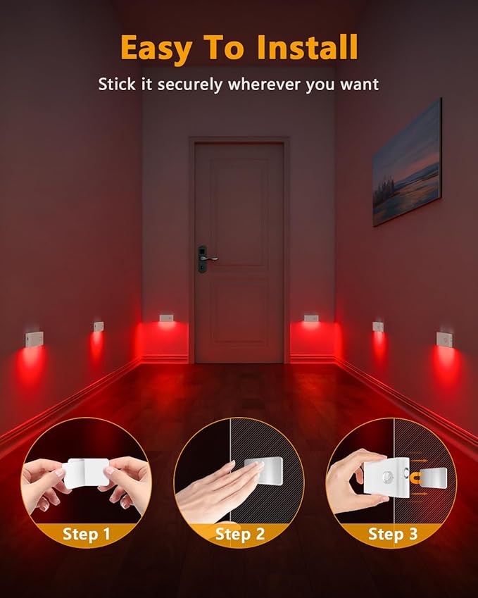 WILLED Stair Lights Indoor RGB & Warm White,Rechargeable Motion Sensor Night Light,Wireless Motion Sensor Lights Indoor for Stair,Bathroom,Hallway,Kitchen,Closet,Cabinet,Bedroom,Kids' Room