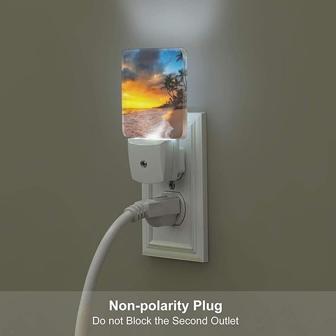 Sunset Beach Night Light,Plug Into Wall with Dusk to Dawn Light Sensors, Warm Nightlights for Bedroom, Bathroom, Hallway, Kitchen, Gifts Ideal for Boys Girls Women Men