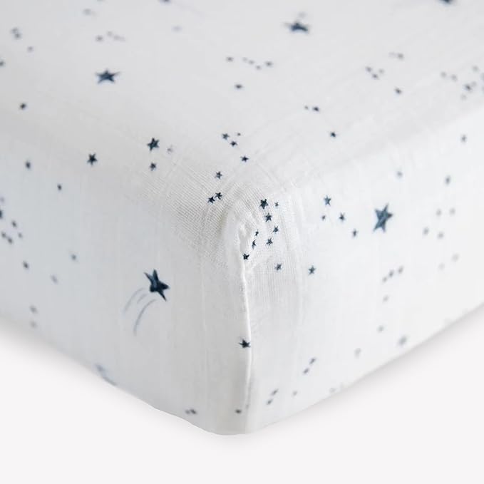 Little Unicorn Premium Crib Sheet | Breathable & Super-Soft Muslin Fabric (Shooting Stars)