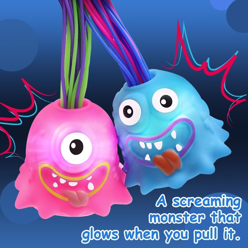 2 Pcs Sensory Toys with Autism,Stress Relief and Novelty Fidgets Toys,Different Screams Made by Hair Pulling, Hair Pulling Fidget Screaming Monster Toys for Kids Teens Adult Boys Girls