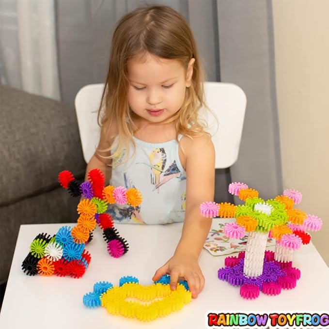 RAINBOW TOYFROG Interlocking Gears Toys for Kids - 100 Piece Kit with Tote - Colorful Manipulatives for Preschool Sensory Bin Or Occupational Therapy Tools - STEM Building Toys for Girls & Boys
