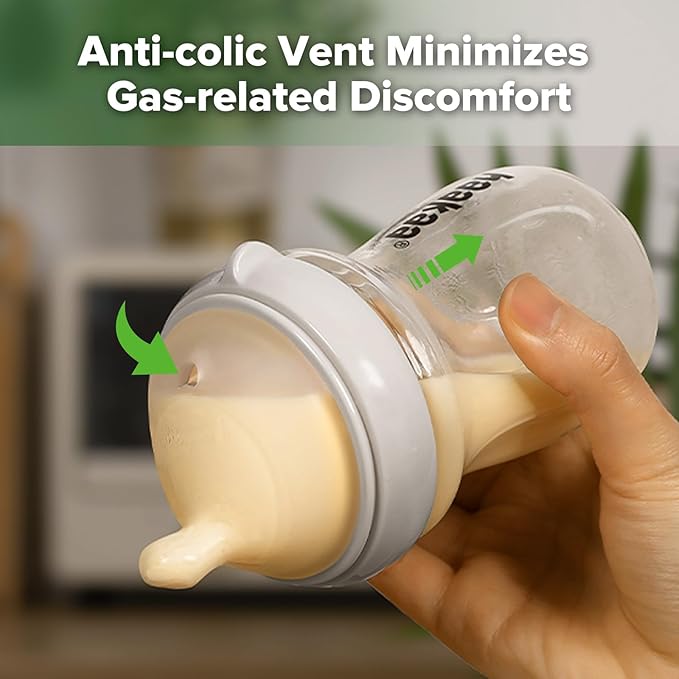 haakaa Gen.3 Natural Glass Baby Bottle 6.3 oz.180ml - Wide Neck, Anti-Colic Varibale Flow Nipple for 6m+ Breastfed Babies, Newborn Registry Essentials,BPA-Free -1 PK