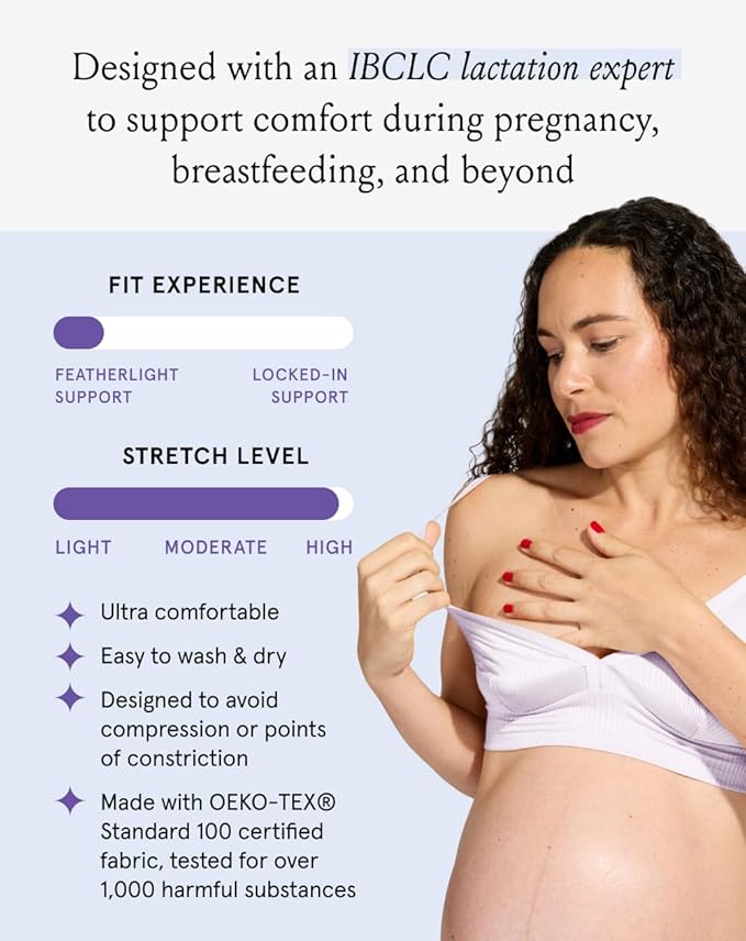 Bodily The Effortless Bra for Pregnancy, Postpartum & Nursing, Soft, Seamless, Stretchy & Wireless Pull-Down Maternity Bra