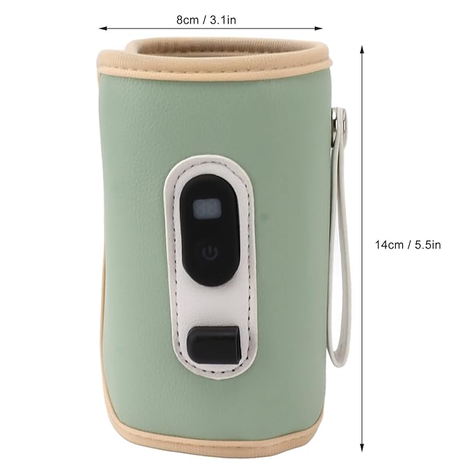 Baby Milk Bottle Warmer with USB Digital Display - Portable 5 Speed Milk Heat Keeper for Breastmilk and Water (Green)