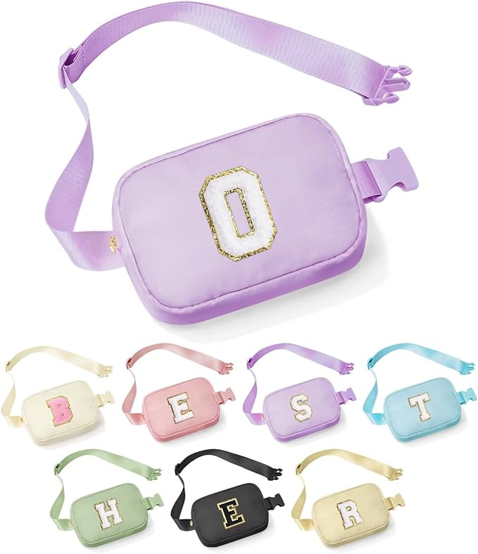 YOOLIFE Birthday Gifts for 4 5 6 7 8 9 10 11 12 13 14 Year Old Girls - Initial Fanny Pack Belt Bag Purse for Girls Teens Daughter Sister Niece, Personalized Trendy Stuff for Teen Girl Kids | Purple O