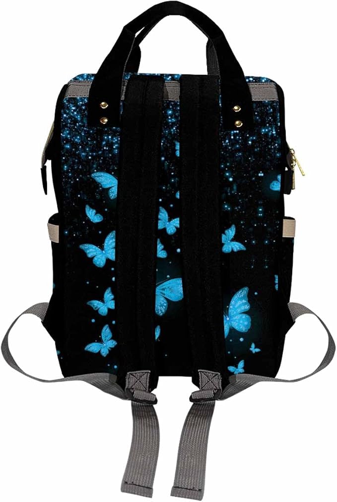 Customize Name Backpack Fashion Durable Mommy Daypack Hiking Bag Customize Diaper Bag Large Capacity Customized Name Gift Personalized Back Pack, Rainbow Butterflies