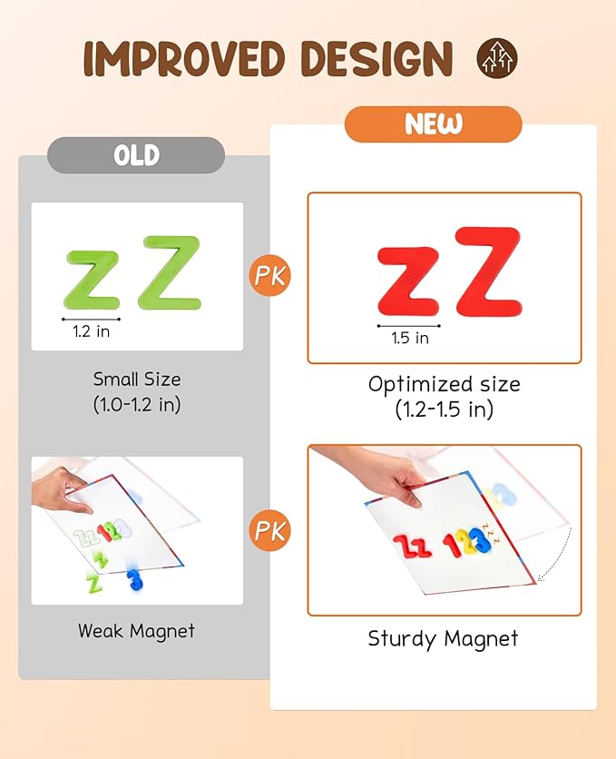 JoyCat 104 Pieces Magnetic Letters Numbers Alphabet Fridge Magnets ABC 123 Preschool Educational Learning Plastic Colorful Toy Set Uppercase Lowercase Math Symbols for Toddlers Kids