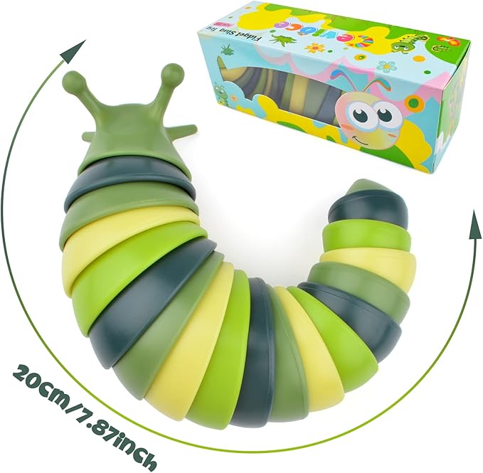 Cevioce Sensory Slug Fidget Toys,Fidget Slug Toys for Adults & Kids Party Favors,1 PC Cute Autism Sensory Toys for Autistic Children,Toddler Christmas Stocking Stuffers,Travel Toys for 1+ Year Old G