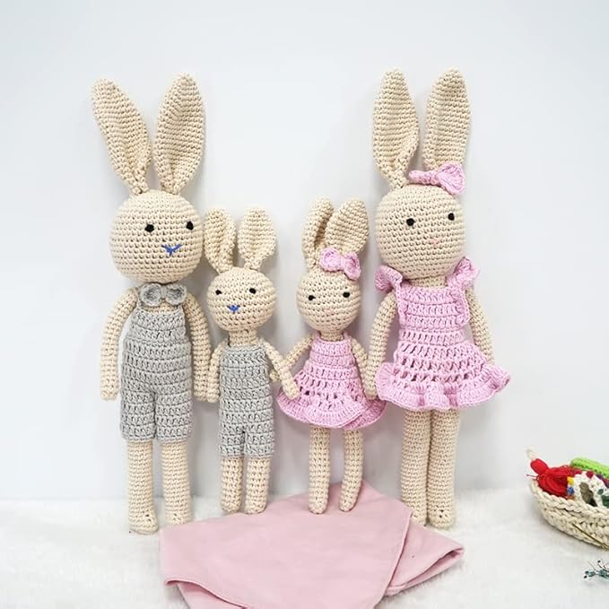 KawaiiOnO Bunny Family, Handmade Crochet Plushie Doll, Amigurumi Baby/Toddler Doll