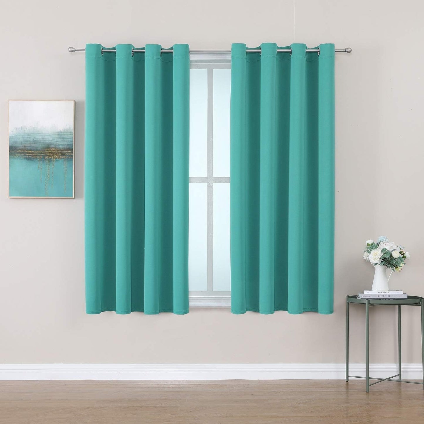 ChrisDowa Grommet Room Darkening Curtains for Bedroom and Living Room - 2 Panels Set Thermal Insulated Blackout Curtains (Teal, 52W x 54L)