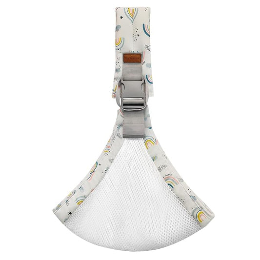 Baby Sling Carrier Newborn to Toddler Adjustable One-Shoulder Design with Safety Buckle, Soft & Lightweight Sling Baby Carrier 10-30 lbs(Mesh,Rainbow)