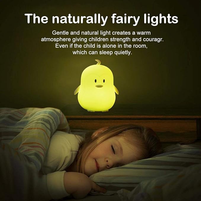 Penguin Night Light for Kids Silicone Sleep NightLights, 9 Colors Baby Light Bedside Lamp Bed Room Children Decorative Lamps for Toddlers/Boys/Girls/Adults/Bedroom/Bathroom/Outdoor - Medium