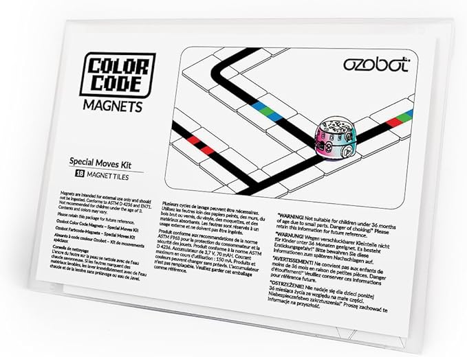 Ozobot Color Code Magnets Special Moves Kit:Interactive Coding Learning Tool for Kids Ages 3+,Enhances Logic & Problem-Solving Skills,18 Tiles, Evo & Color Codes Magnets Base Kit Required Not Included