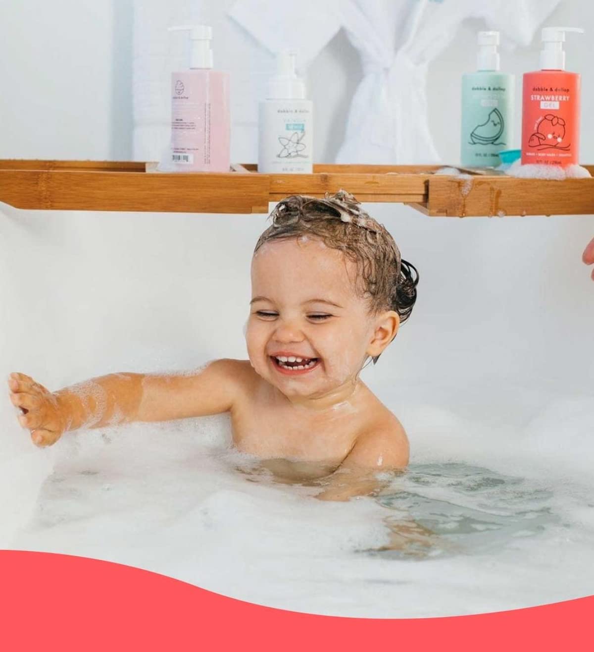 Dabble & Dollop Honeydew Melon + Vanilla Body Wash & Shampoo – 3-in-1 Natural Bubble Bath for Kids, Made in USA, No Parabens or Sulfates, Vegan, Gluten-Free, Tear-Free (2-Pack)