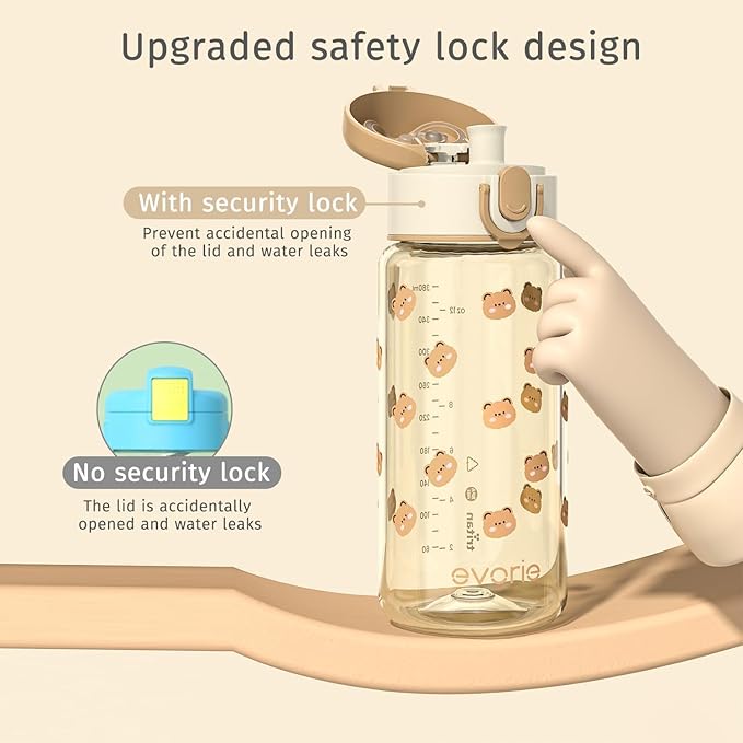 Evorie Kids Water Bottle for School, No Straw 13oz BPA Free Tritan Bottle, Leak Proof with Flip Top Lightweight for Outdoor (Ocean Blue)