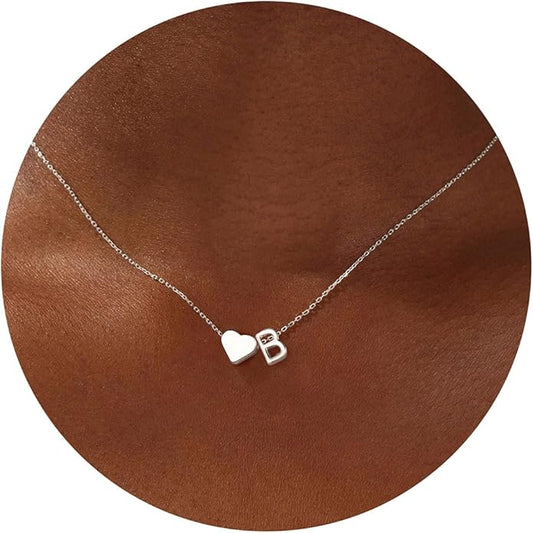 Turandoss Heart Initial Necklace for Women Teen Girls - 18K Gold Plated Letter A-Z Pendant Necklace Dainty Heart Necklaces Tiny Initial Necklaces Birthday Gifts for Women Jewelry