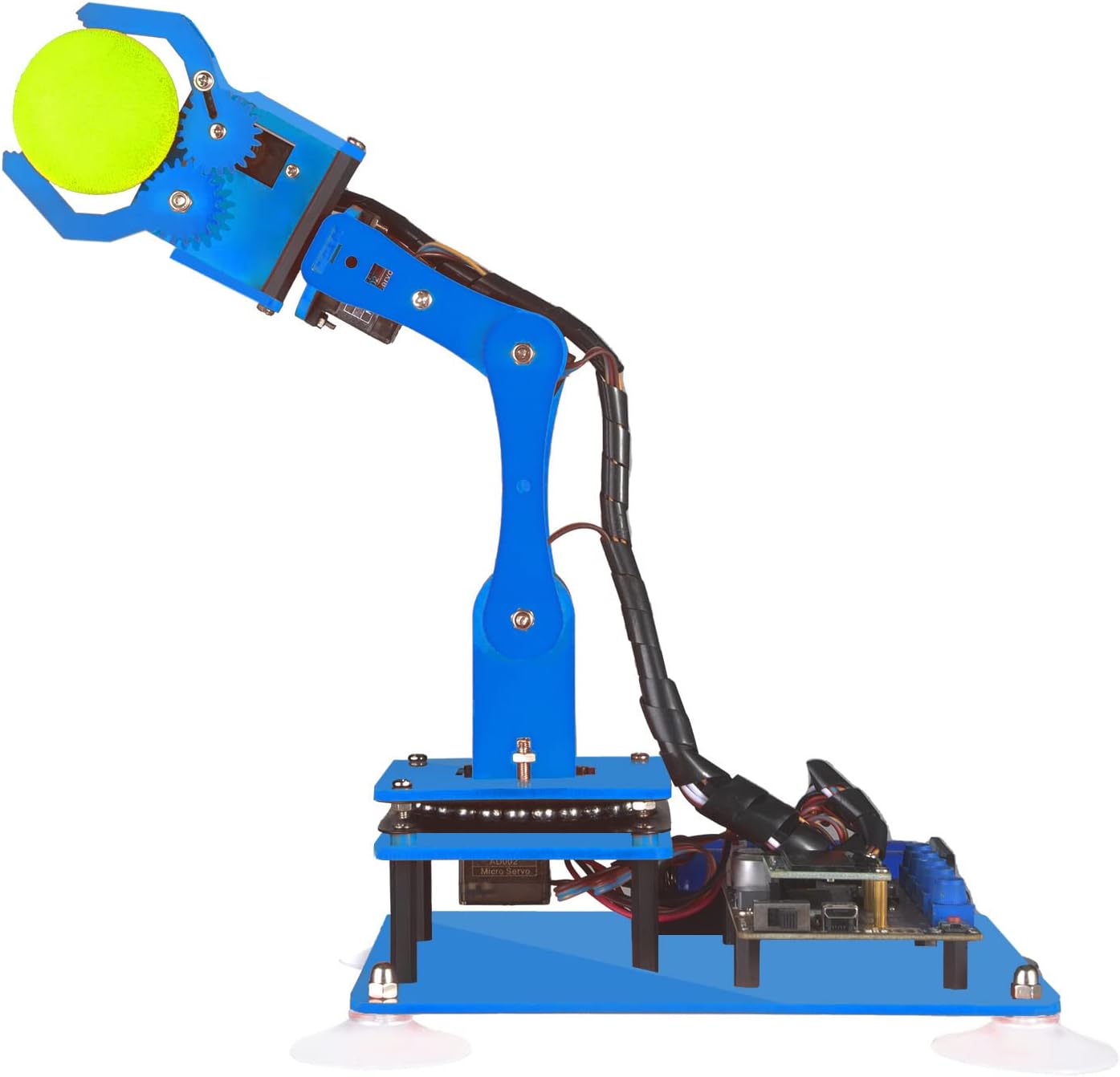 Adeept 5DOF Robotic Arm Kit Compatible with Arduino IDE, Programmable DIY Coding STEM Educational 5 Axis Build Robot Arm, Robot Starter Kit with OLED Display Processing Code and Tutorials - Blue