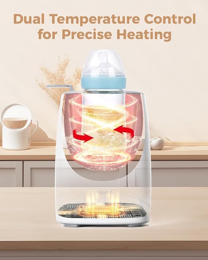 Papablic NutriWarm™ Swirlable Bottle Warmer – Advanced Nutrient-Preserving Warming Technology, Fast and Even Warming for Breastmilk & Formula, Precise Temperature Control, Easy to Use
