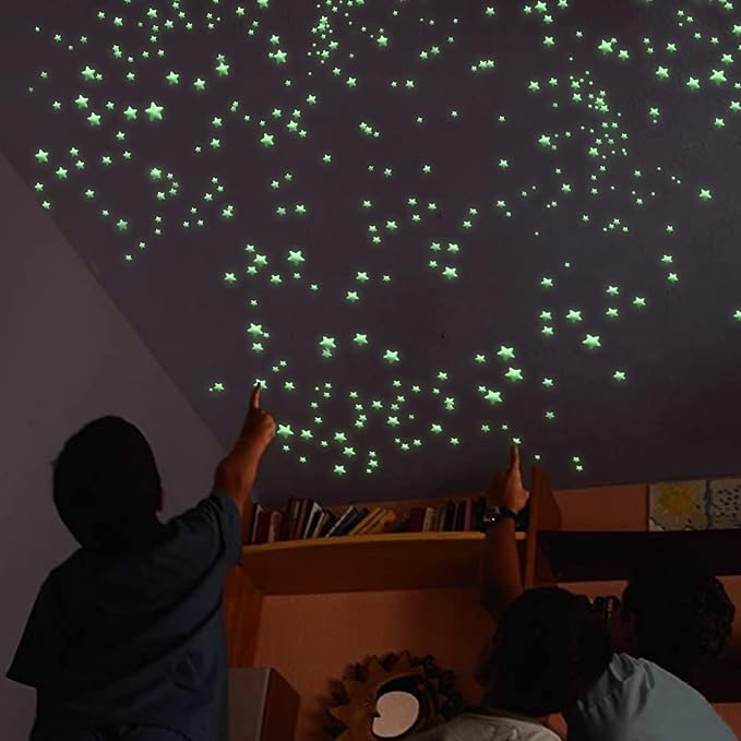 Glow in The Dark Stars Decals Decor 633 Pcs Luminous Dot Stars, 3D Starry Stars Glow in The Dark Stickers for Ceiling or Wall and Kids Bedroom Décor