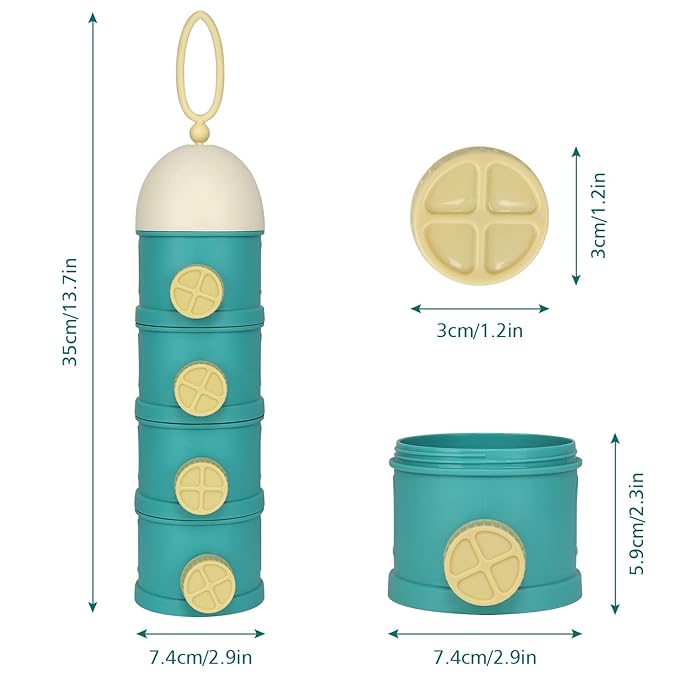 Accmor Formula Dispenser On The Go, 4 Layers Stackable Formula Container to Go, Non-Spill Portable Milk Powder Baby & Kids Snack Container, Green Pink