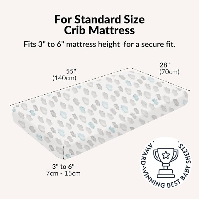100% Organic Cotton Crib Sheets (3-Pack) - GOTS Certified - Breathable Organic Crib Sheets - Double-Elastic for Secure Fit, Extra Protection for Your Baby - Gender-Neutral Sheet (28"x55")/ 140 x 70cm