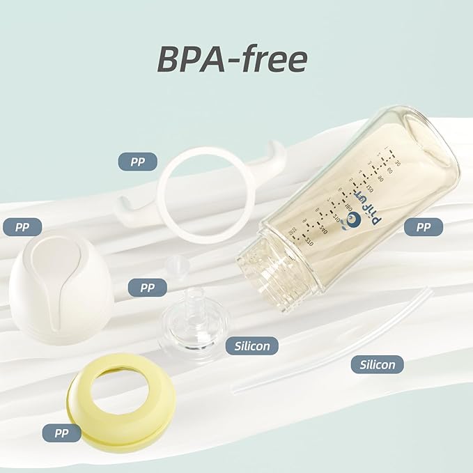 Piifur Sippy Cups for Toddlers 1-3 No Spill Straw with Handle Water Bottle 2 Pack 10 Ounce