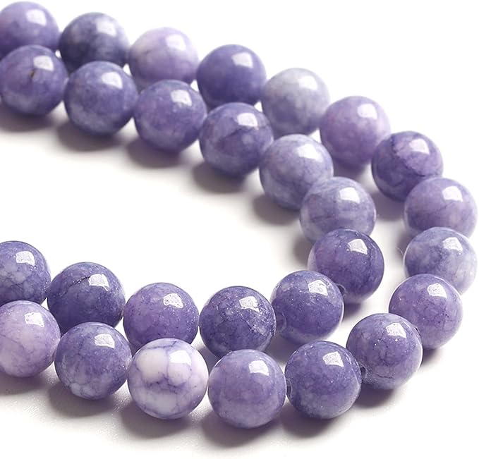 12MM 32PCS Lavender Purple Chalcedony Stone Loose Beads for Jewelry Making DIY Bracelet Necklace