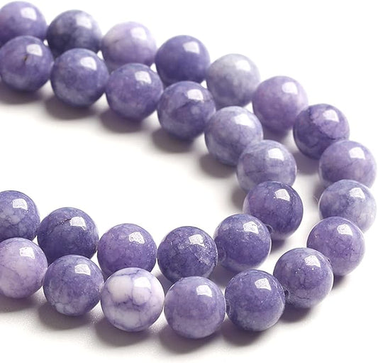 12MM 32PCS Lavender Purple Chalcedony Stone Loose Beads for Jewelry Making DIY Bracelet Necklace