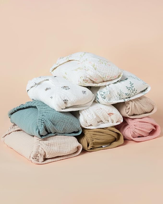 JELLYMONI Muslin Crib Sheets for Girl Boy, 2 Pack 100% Cotton Baby Fitted Crib Sheets for 52''x28'' Standard Crib Mattress, Soft Muslin Cotton Baby Sheet