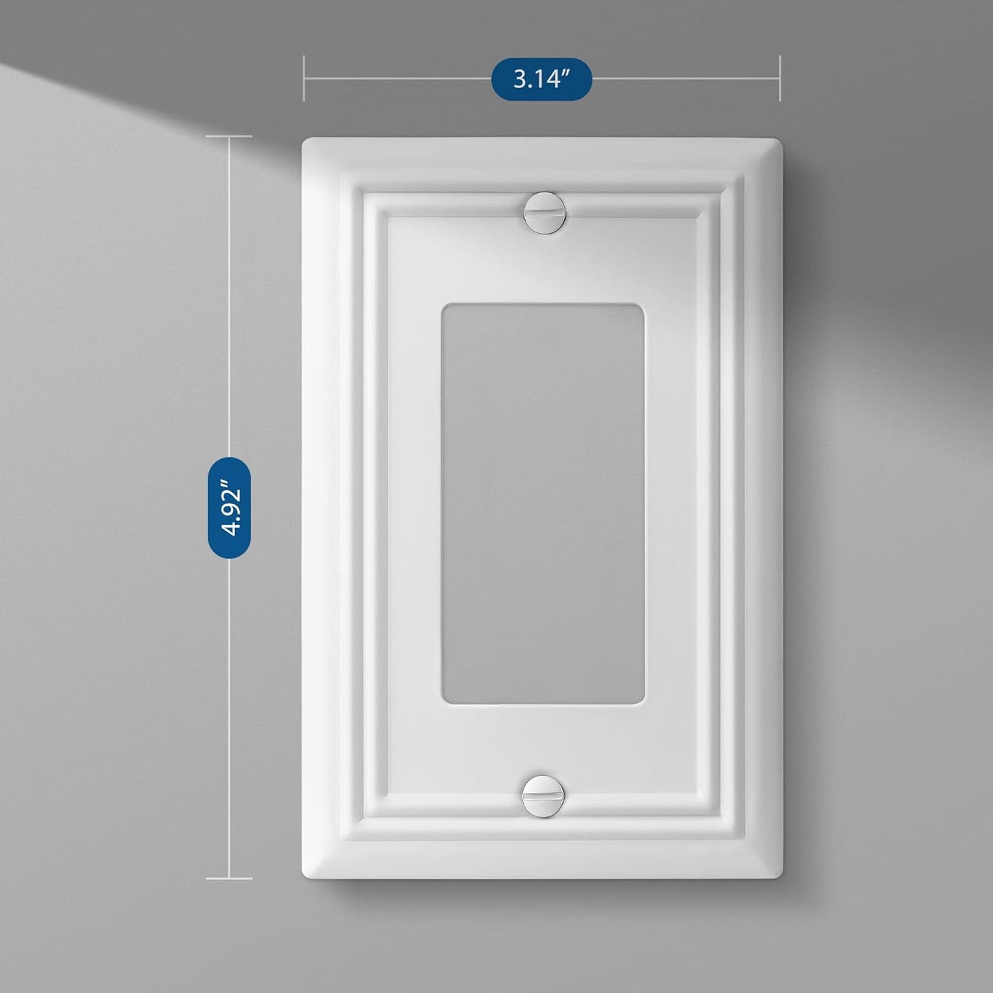 DEWENWILS Decorator Wall plates, White Finish Outlet Covers, Metal Face Plates for Electrical Outlets, GFCI, Dimmer Switch, 4-Pack