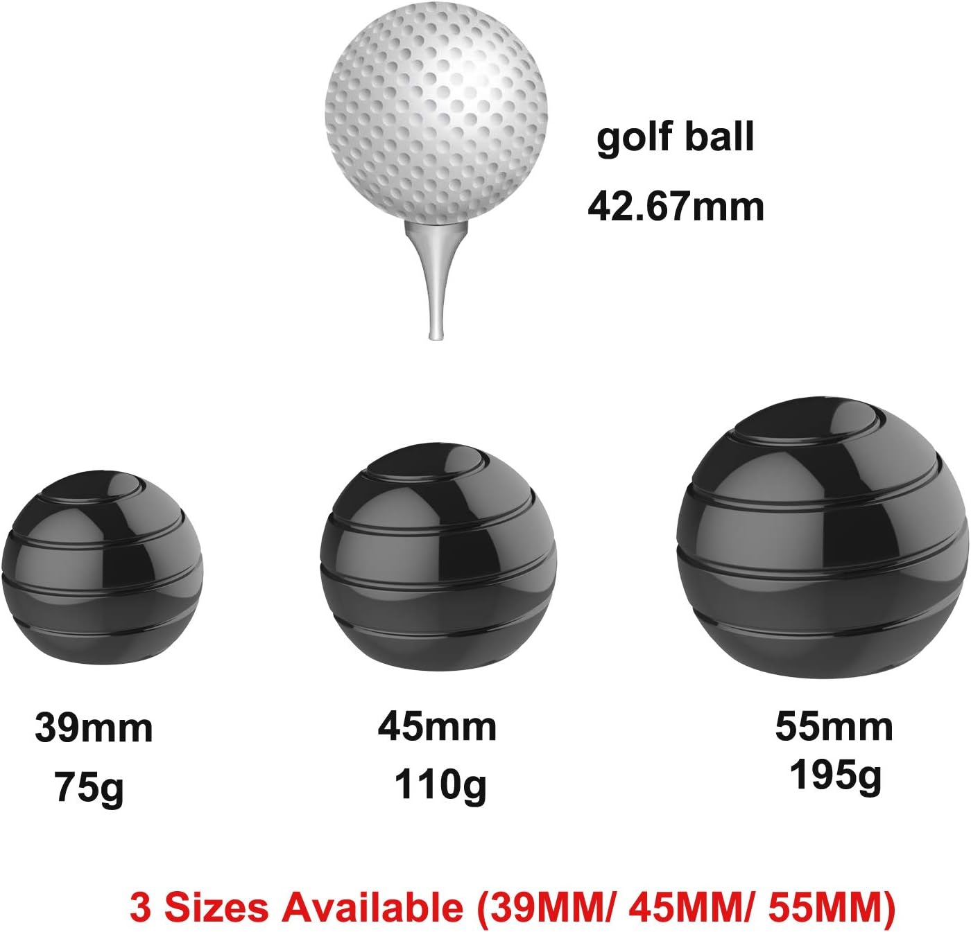 Kinetic Desk Toys, 1.54'' Spinning Full Body Optical Illusion Fidget Spinner, Office Fidget Toys Set for Anxiety ADHD, Party Favor Toys for Birthday Christmas Day (39MM, Black)