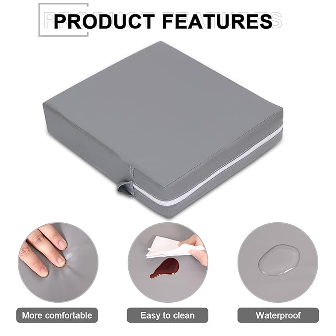 Toddler Booster Seat for Dining Table - PU Waterproof Booster Seat for Dining Table with Backrest & Adjustable Safety Belts Non-Slip Bottom Booster Chair Cushion for Kids Child Baby