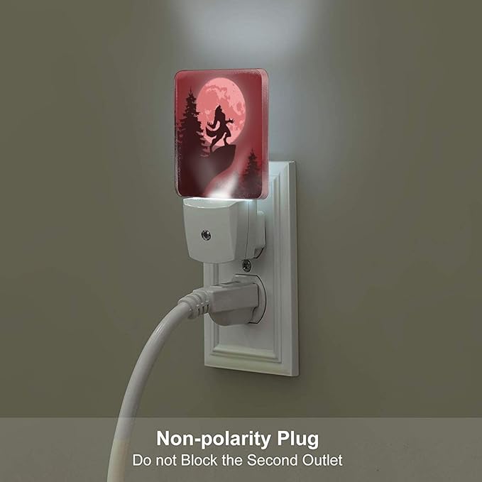 Blood Moon and Werewolves Night Light,Plug-in Night Lights with Dusk-to-Dawn Sensor for Stairway,Hallway,Bedroom Sleep Friendly Ideal for Women/Girls/Boys Gift,0.5w