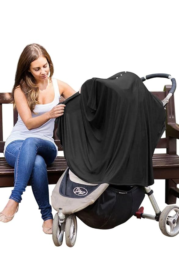 Byrd & Blume Maternity Nursing Cover Breathable Lightweight Breastfeeding Cover Wrap Shawl Scarf Poncho Full 360 (Black, One size)