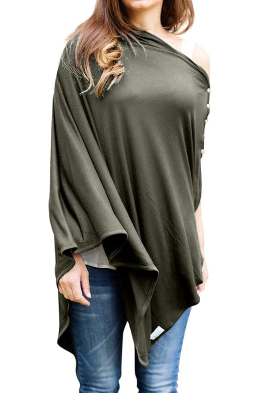Byrd & Blume Maternity Nursing Cover Breathable Lightweight Breastfeeding Cover Wrap Shawl Scarf Poncho Full 360 (Olive, One size)