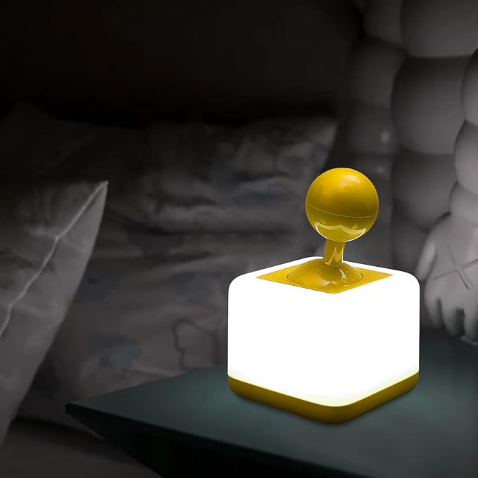 Night Light Lamp Rocker Night Light, 2-Speed Timer Bedside Night Lamp Rechargeable USB Lamp Side Table Light Night Rising Lamp LED Companion Light (Rocker Yellow)