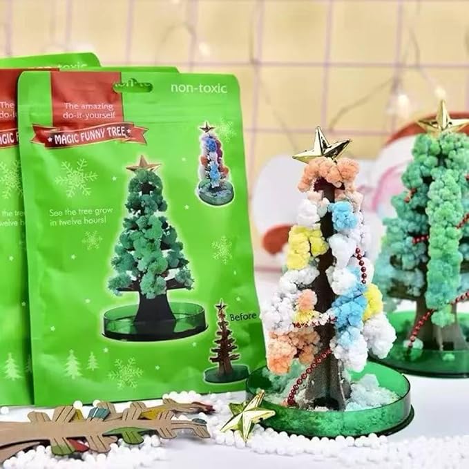 Magic Crystal Christmas Tree Kit, DIY Science Experiment, Educational Party Toy, 2 Pack 4X6.5inches