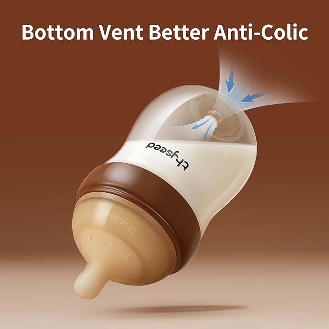 Thyseed Glass Natural Anti-Colic Baby Bottles | Newborn Breast Like Nursing Bottle for Breastfed Babies with Nipple(1-2 Months),5oz,2 Pack