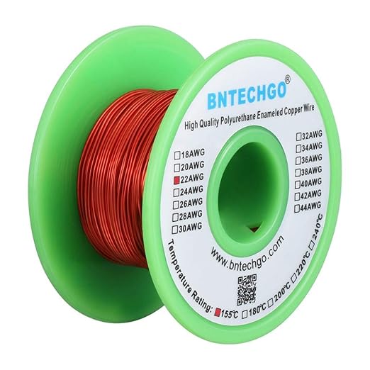 BNTECHGO 22 AWG Magnet Wire - Enameled Copper Wire - Enameled Magnet Winding Wire - 4 oz - 0.0256" Diameter 1 Spool Coil Red Temperature Rating 155℃ Widely Used for Transformers Inductors