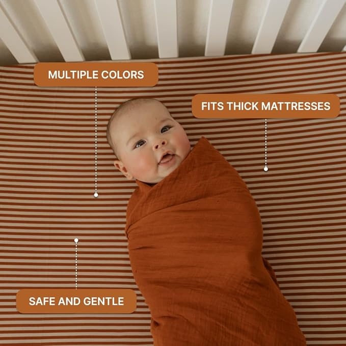 Parker Baby Soft & Durable Fitted Baby Crib Sheets | Snug Fit for Standard Crib Mattresses | Machine Washable, Fade-Resistant & Modern Nursery Designs