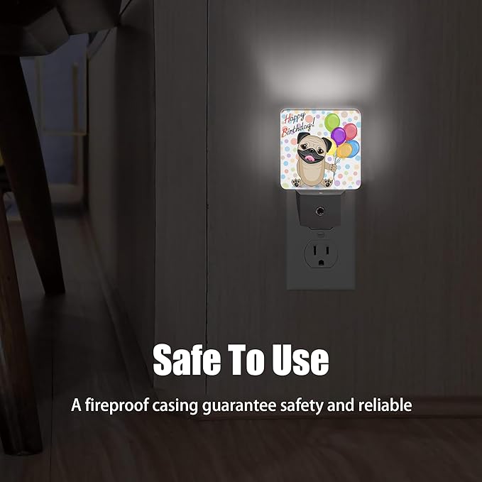 Cute Dog Night Light, Colorful Balloons Night Lights Plug into Wall Decor for Bedroom,Bathroom, Hallway, Kitchen, Dusk to Dawn Sensor Nightlights for Boys Girls Women Men Room Gifts