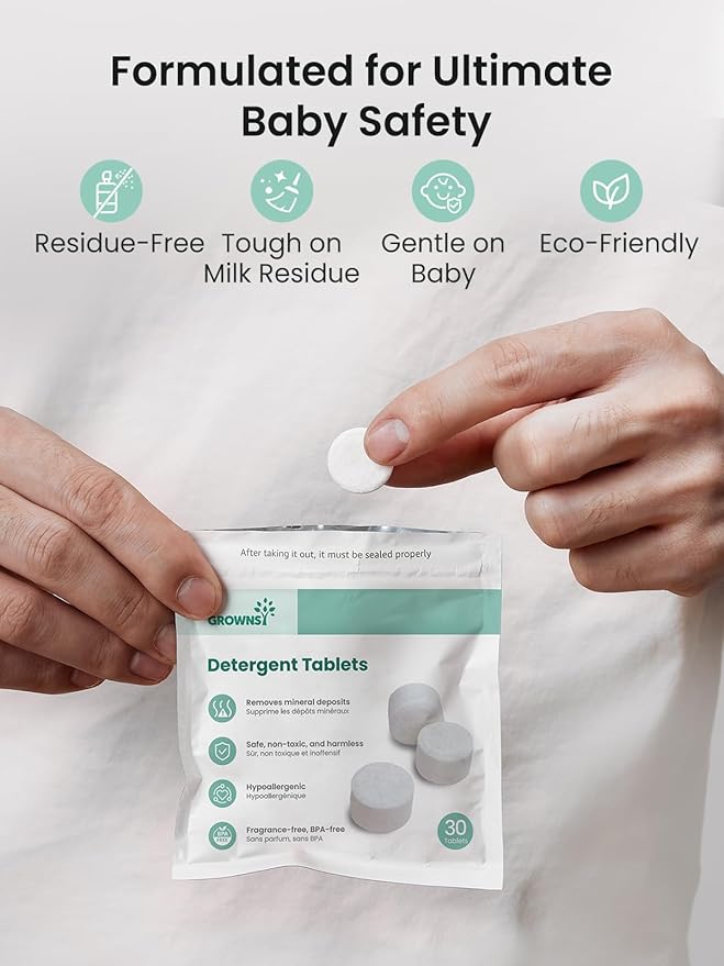 GROWNSY Detergent Washing Tablets 130 PCS for Momcozy, Baby Brezza Bottle Washer, Compatible with All Brands Baby Bottle Washers
