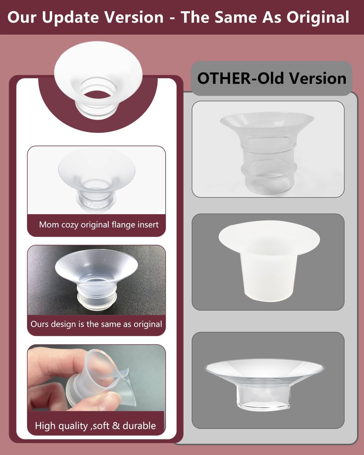 4Pcs Flange Insert 19mm Compatible with Momcozy M5/M9/M6/V2 Pro/V2 pro/S12 Pro/S9 Pro/Spectra/Medela/eufy/Elvie/Lansinoh/Paruu P10 Breast Pump,and Most 24mm Shields