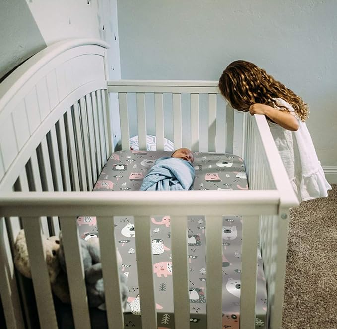 BROLEX Baby Fitted Crib Sheets: Kid Crib Sheets - Set of 2 for Toddler Standard Size Crib Mattress for Boys and Girls - Jersey Knit Crib Bed Sheets Jungle Animals