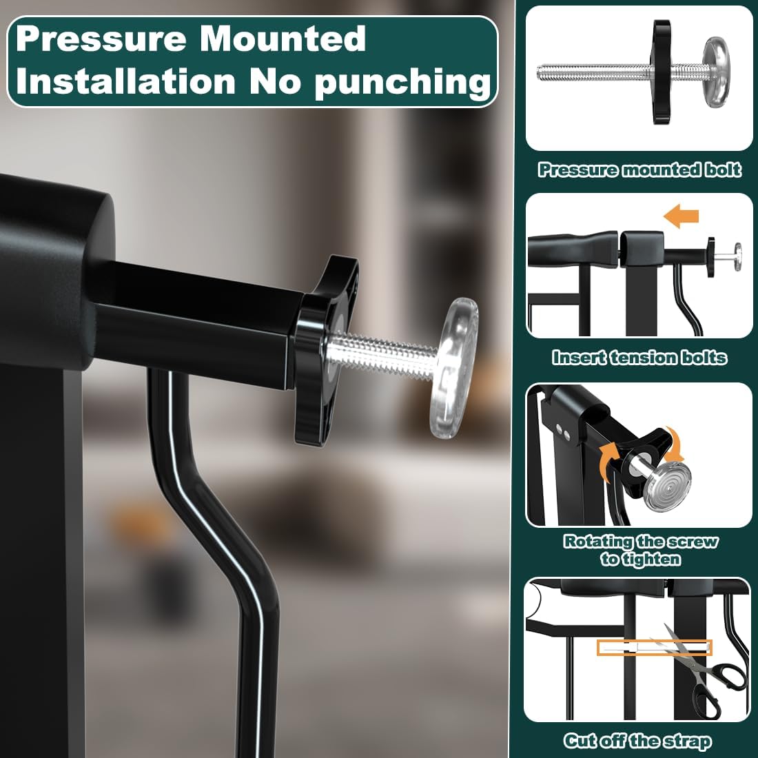 Extra Wide Baby Gate 67.3-81.1 Inch, Pressure Mounted Dog Gate Indoor, Walk Thru Pet Gate for Cat Dog Child,Pet Gates for The House Stairs Doorway Black